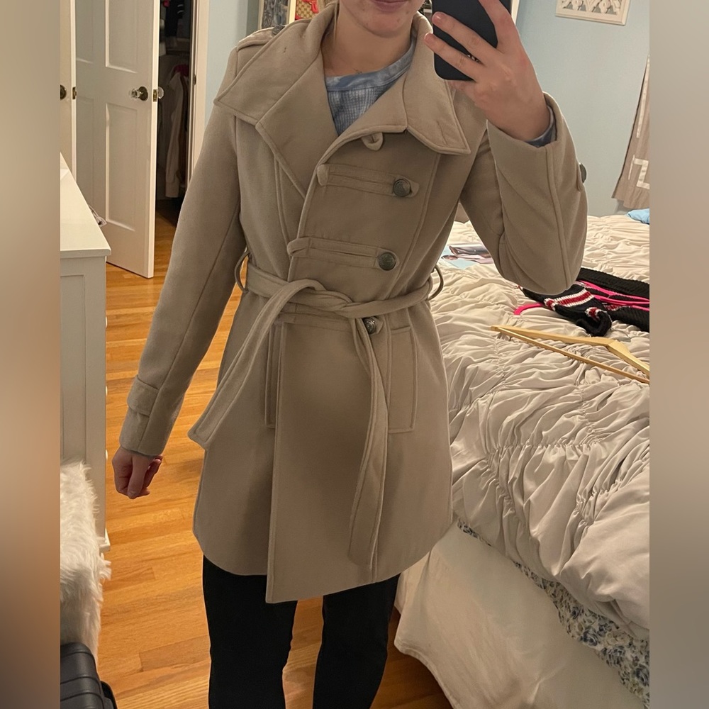 Tan army pea coat